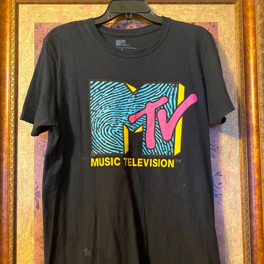 MTV Logo Fluorescent Colors Graphic T-Shirt Medium